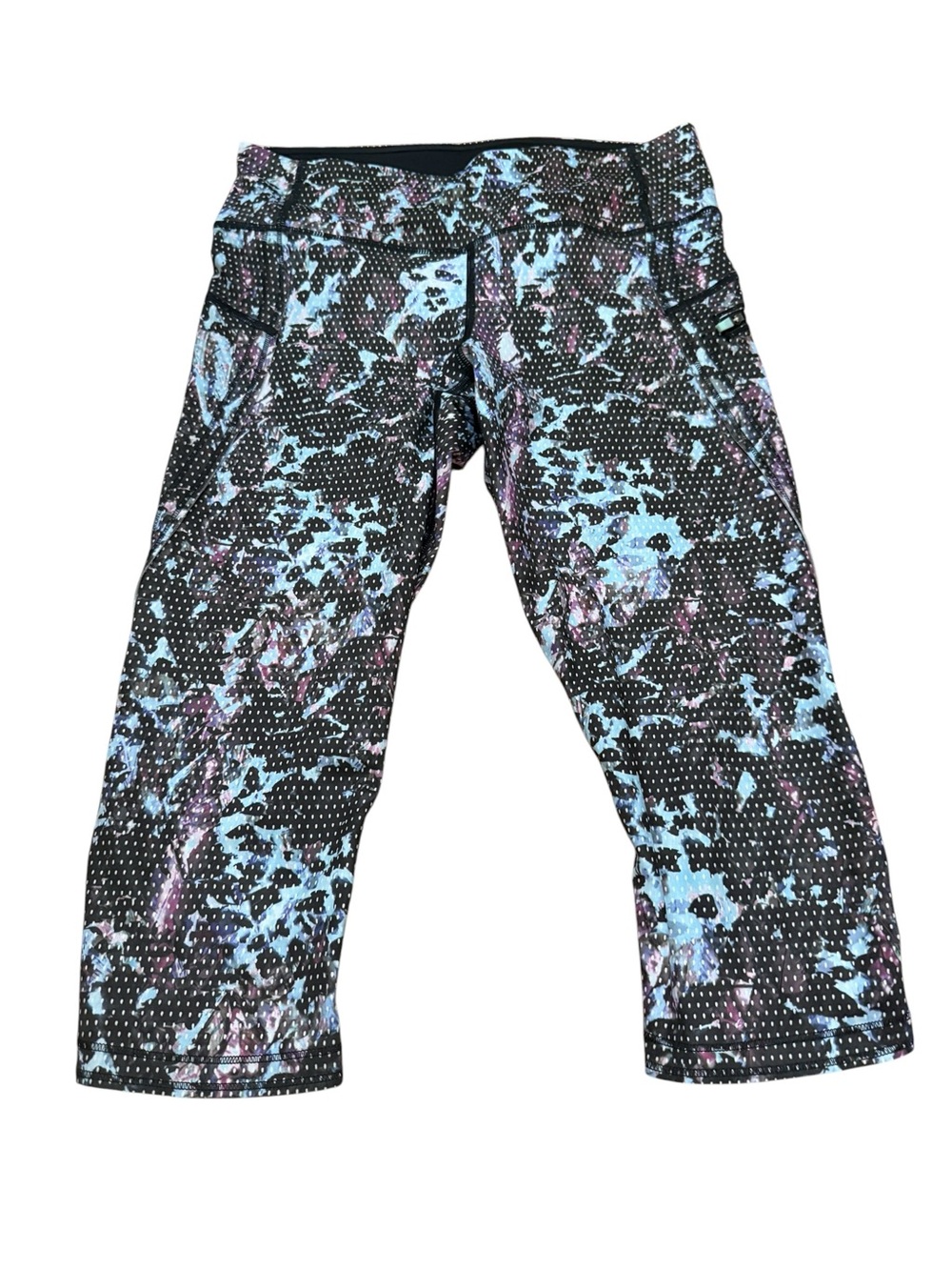 lululemon athletica Black Leggings with Blue & Purple Abstract Print